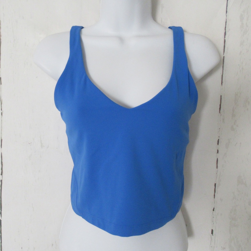 Lululemon Align Tank Top 6 Blue Cropped Sports Bra V Neck Yoga Running